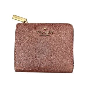 Kate Spade Shimmy Glitter Small L-Zip Bifold Wallet in Rose Gold, K4711